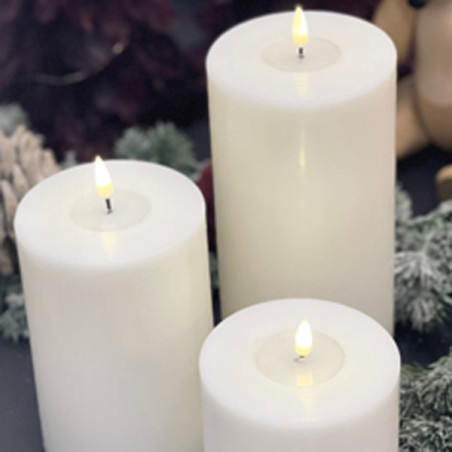 Echtwachs-LED-Stumpenkerze |Deluxe Homeart| weiß D10cm H15cm