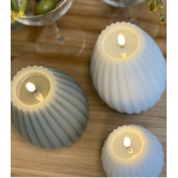 Echtwachs-LED-Stump-Kerze Rille|Deluxe Homeart| weiß 10cm