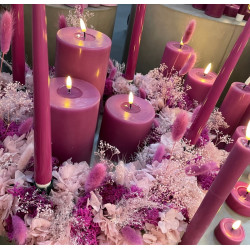 Echtwachs-LED-Stab-Kerze 2er Set|Deluxe Homeart| Magenta Pink 24cm